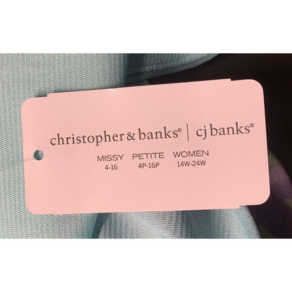 Christopher & Banks Dress Size Medium Lined Floral New Sleeveless New Blue Green - Picture 6 of 10